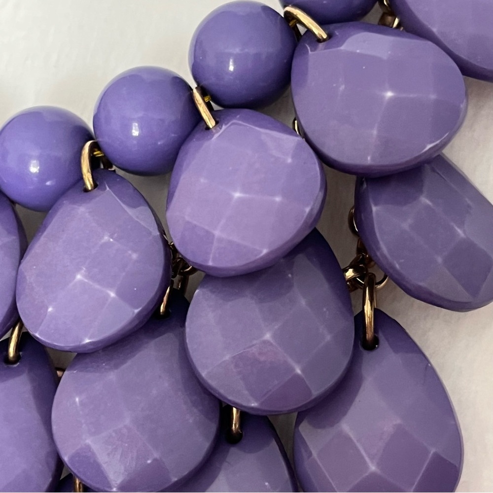 Elegant Purple and Gold Tone Statement Necklace - Picture 3 of 5